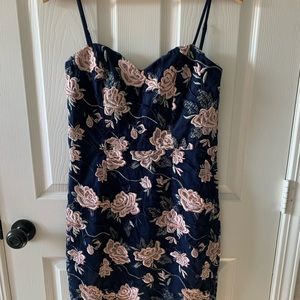 Navy blue floral body on dress